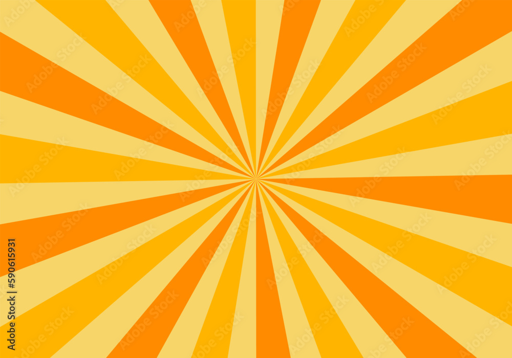 orange sun burst background with colorful stripes and rays vector	