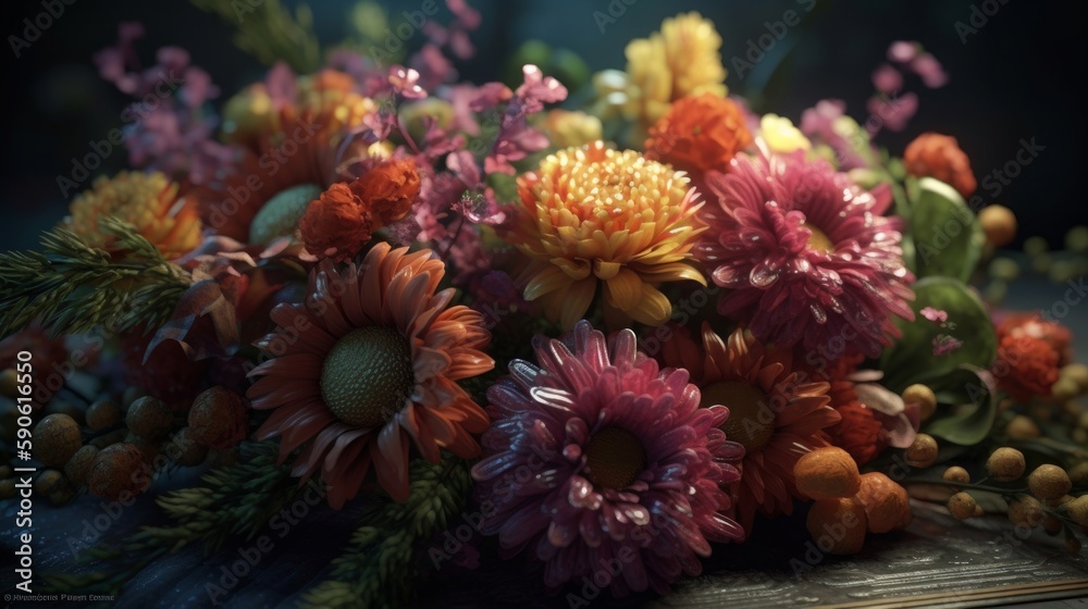 Background and assorted flowers, summer buet from a florist. Created with AI. Background and assorted flowers, summer buet from a florist. Created with AI.
