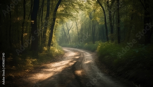 Autumn mystery on country road, nature beauty generated by AI © Jeronimo Ramos