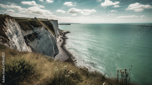 The White Cliffs of Dover During a Sunny Day - generative ai