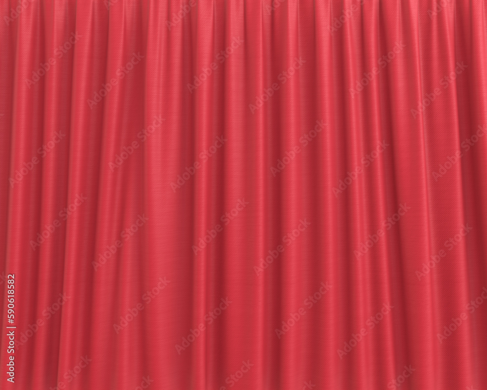 Red hanging curtains in realistic 3d. Templates for products. Show for products. 3d renders