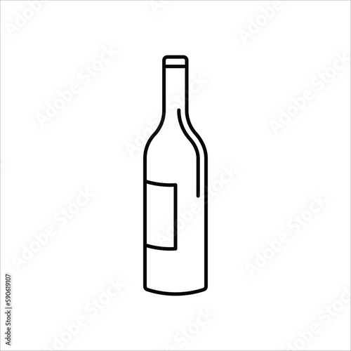 Wine bottle vector icon. Alcohol icon. Alhocol flat sign design. Wine and glass symbol pictogram. UX UI icon