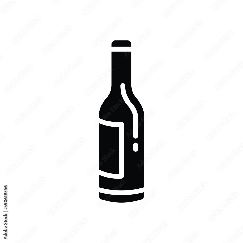 Wine bottle vector icon. Alcohol icon. Alhocol flat sign design. Wine and glass symbol pictogram. UX UI icon