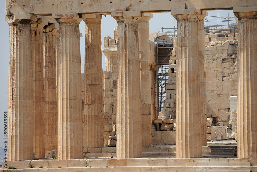 The Parthenon - temple dedicated to the goddess Athena on the Acropolis of Athens.