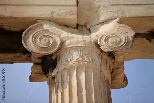 Ionic columns in the Erechtheion Temple on the Acropolis of Athens.