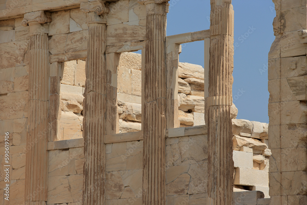 The Parthenon - temple dedicated to the goddess Athena on the Acropolis of Athens.