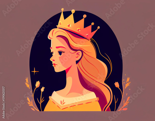 young princess in a golden crown. ai generated