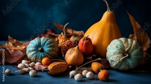 A Thanksgiving autumn harvest background of pumpkins Generative AI