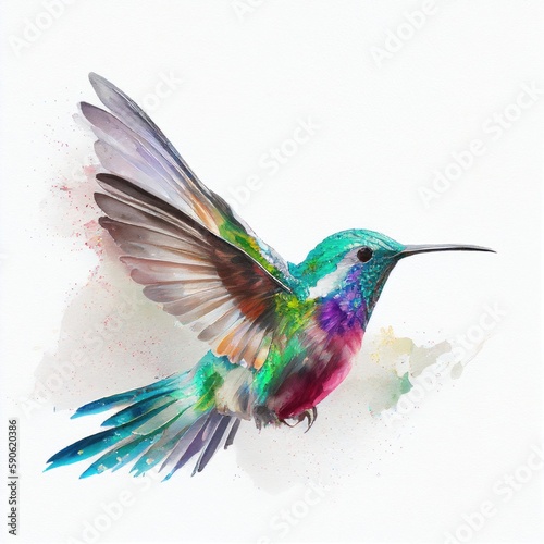 Hummingbird in watercolor style by Generative AI