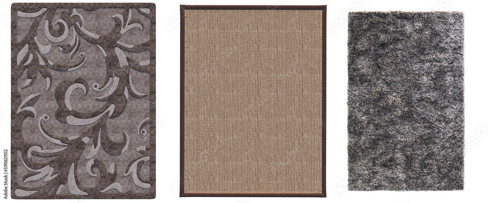 Fototapeta premium carpet for interior isolated on white background, home decor, 3D illustration, cg render