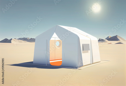 white medical emergency tent. ai generated