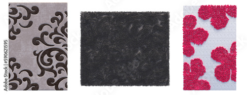 Fotografie carpet for interior isolated on transparent background, home decor, 3D illustrat