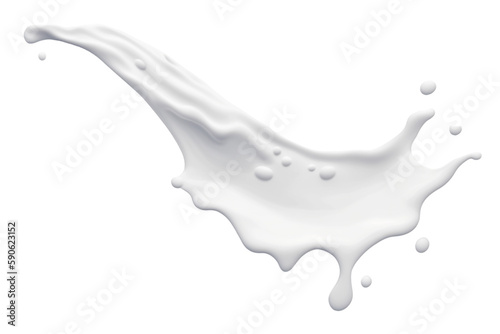 Valokuva White milk wave splash with splatters and drops