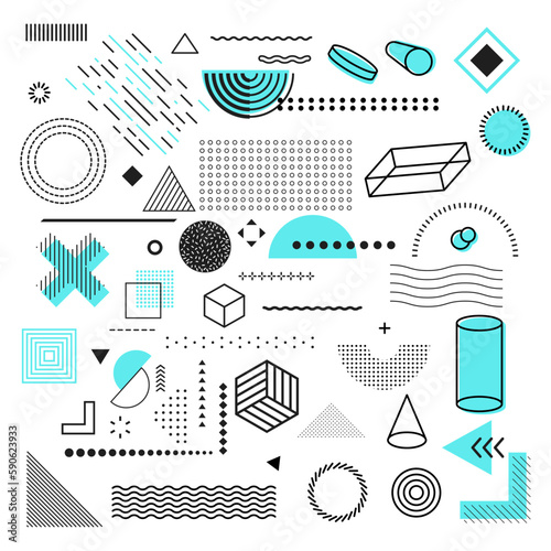 Geometric shapes element. collection geometry shapes in memphis style. Set of abstract shape vector.