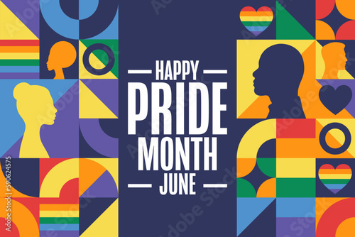 Obraz na płótnie Happy Pride Month. LGBT. June. Holiday concept. Template for background, banner, card, poster with text inscription. Vector EPS10 illustration. w salonie