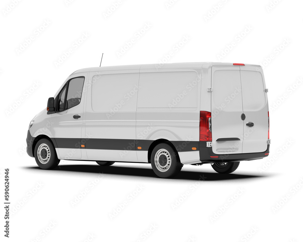 Cargo van isolated on transparent background. 3d rendering - illustration