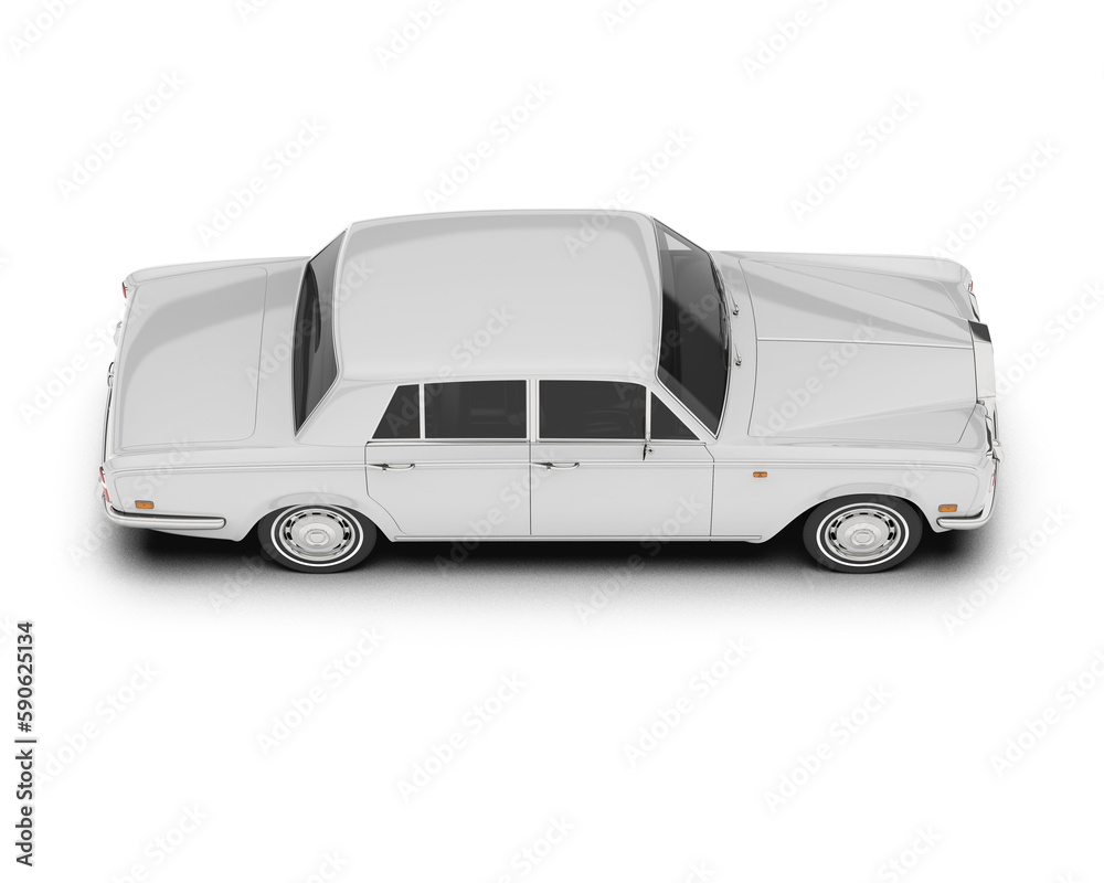 White luxury car isolated on transparent background. 3d rendering - illustration