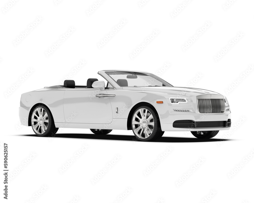 White luxury car isolated on transparent background. 3d rendering - illustration