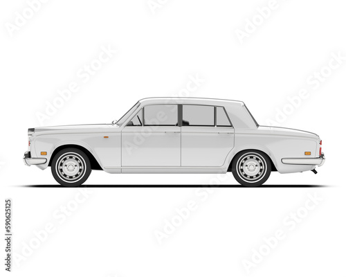 White luxury car isolated on transparent background. 3d rendering - illustration © Elena