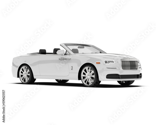 White luxury car isolated on transparent background. 3d rendering - illustration