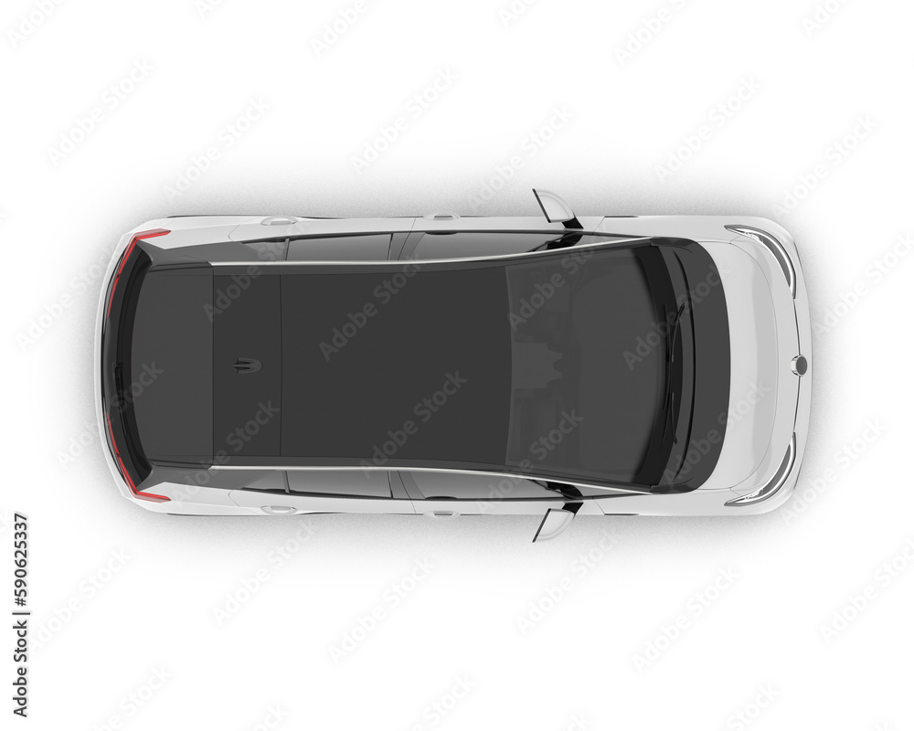 Fototapeta premium Modern white car isolated on transparent background. 3d rendering - illustration