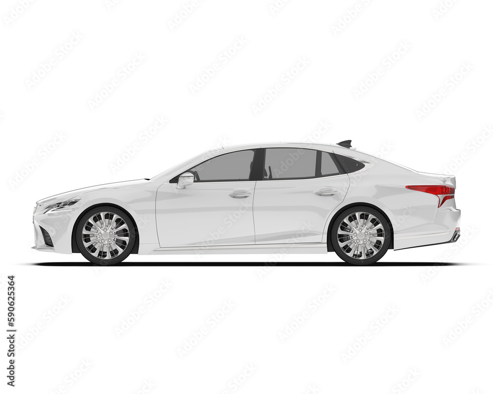 White modern car isolated on transparent background. 3d rendering - illustration White modern car isolated on transparent background. 3d rendering - illustration