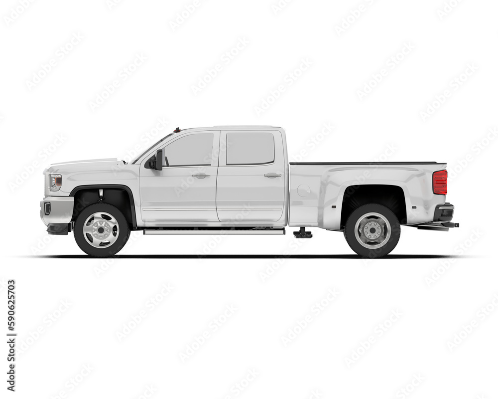 White pickup truck isolated on transparent background. 3d rendering - illustration White pickup truck isolated on transparent background. 3d rendering - illustration