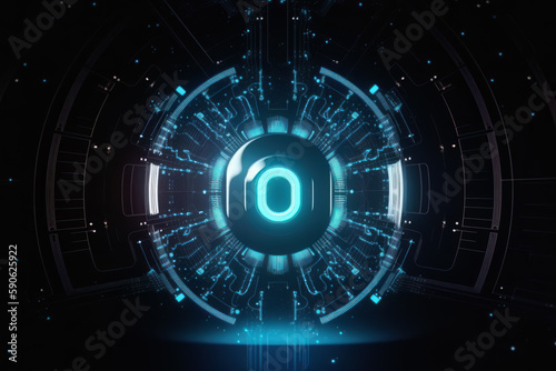 Wallpaper Mural Data protection and cyber security on futuristic internet server network. Blue abstract glowing background with computer, data, and science concepts. Ai generative. Torontodigital.ca