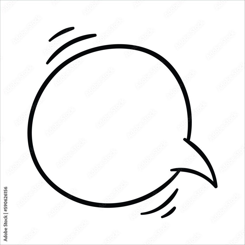 Speech bubble icon, isolated. Hand drawn vector illustration