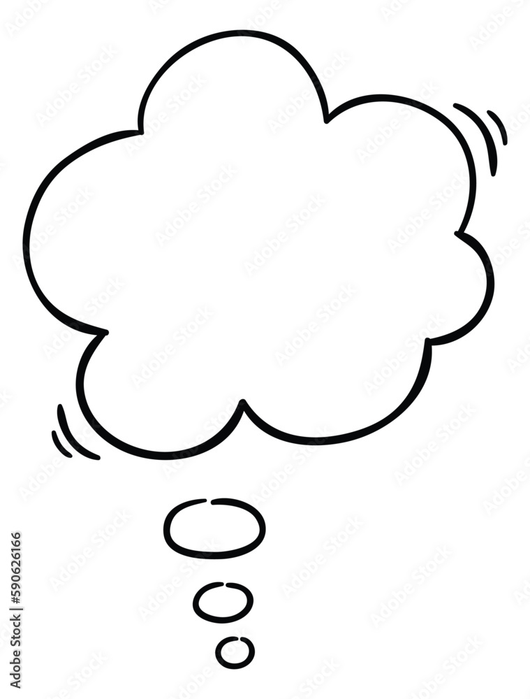 Think bubble e icon, isolated. Hand drawn vector illustration Think bubble e icon, isolated. Hand drawn vector illustration