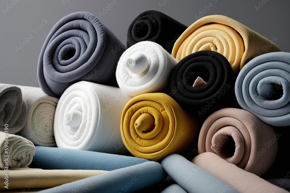rolls of cotton fabric for the textile and apparel industries. Generative AI rolls of cotton fabric for the textile and apparel industries. Generative AI