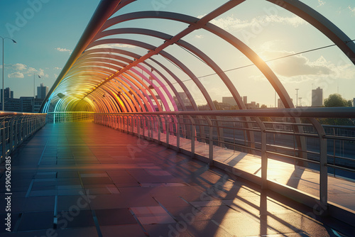 bridge over the river in many colors created with Generative AI technology © Robert Herhold