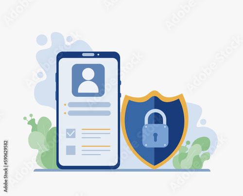 User interface for authorization, using a secure login and password. Account Data Protection. Perfect vector graphics