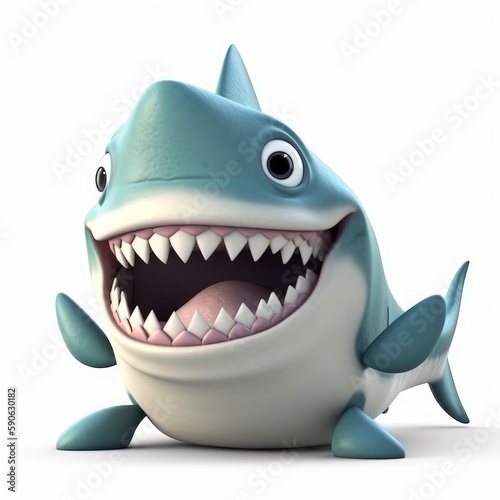  Adorable and Amusing Shark Character on White Background  Generative AI