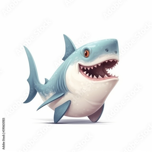  Adorable and Amusing Shark Character on White Background  Generative AI