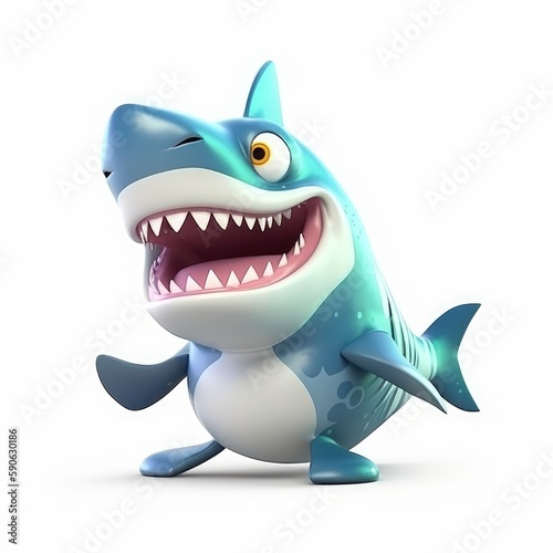  Adorable and Amusing Shark Character on White Background  Generative AI