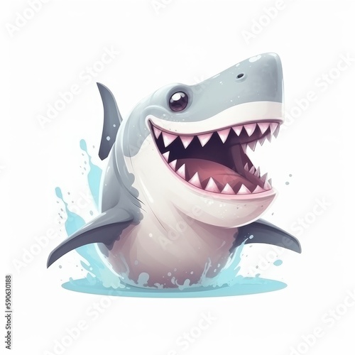  Adorable and Amusing Shark Character on White Background  Generative AI
