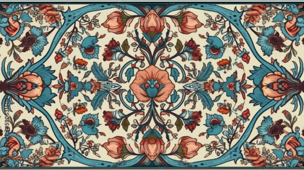 Ornamental Wallpaper, Embroidery, Fantasy Home Decoration Generative AI