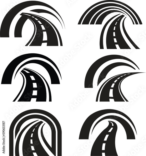 Tunnel logo, road icon, highway, roadway, path icon, logo design vector