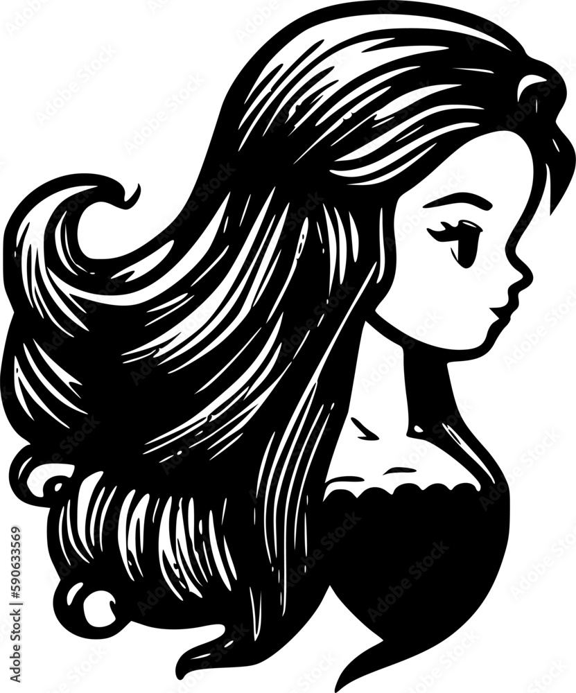 Mermaid | Black and White Vector illustration Mermaid | Black and White Vector illustration