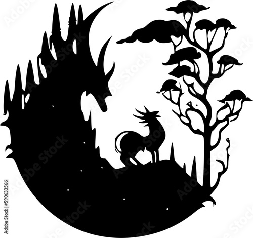 Fantasy - Minimalist and Flat Logo - Vector illustration