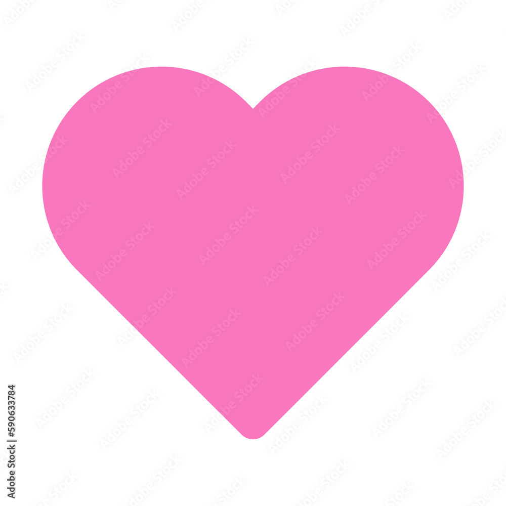 Bright pink heart on white square background 