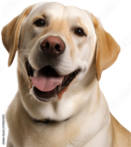 Yellow or Golden Labrador retriever dog, happy and smiling with transparent background