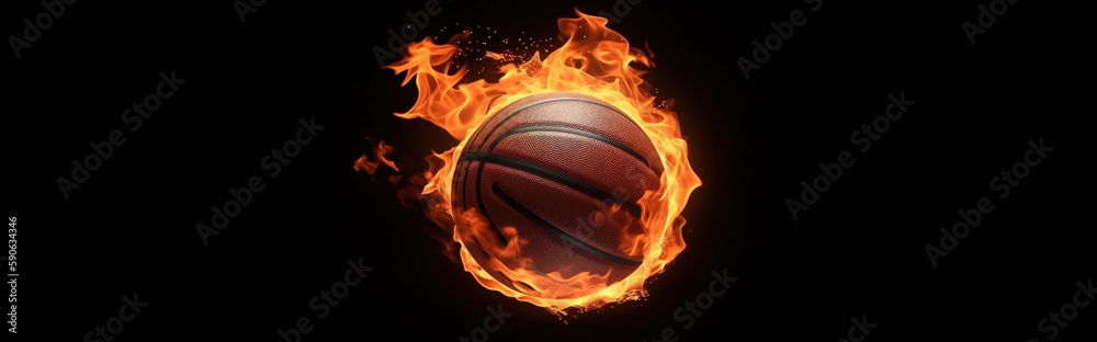 basketball sport, ball in orange fire on dark generative ai basketball sport, ball in orange fire on dark generative ai
