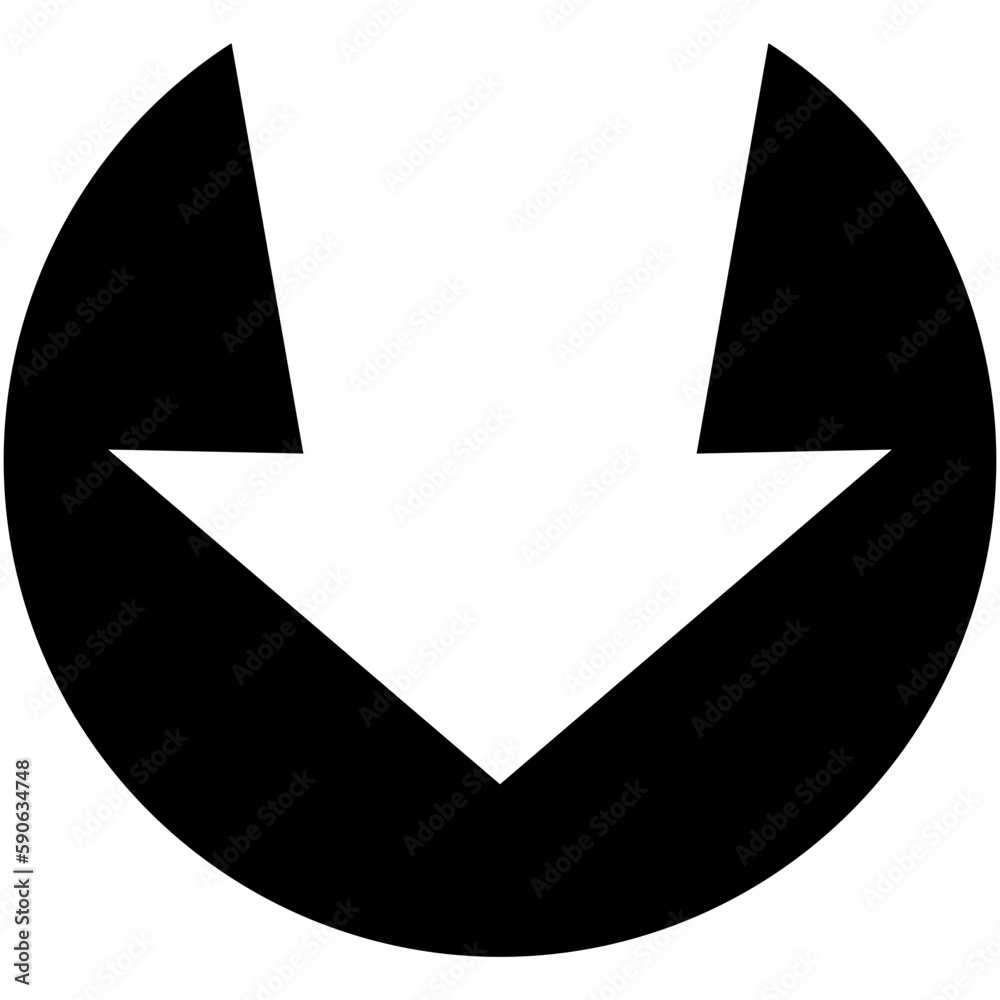 ícone de seta para baixo sobre círculo preto