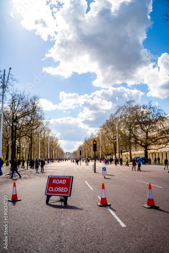 Photography Road Closure sign at the mall, st. james's park, london