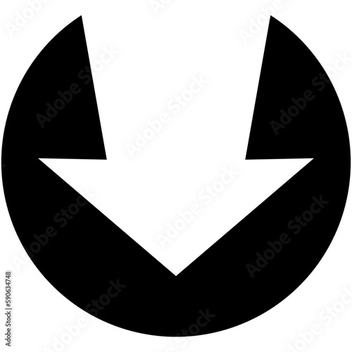 ícone de seta para baixo sobre círculo preto