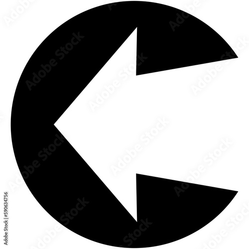 Ícone de seta para a esquerda sobre círculo preto