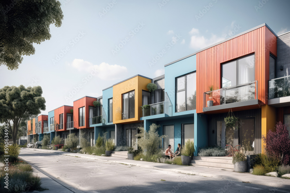 town houses in colorful style created with Generative AI technology town houses in colorful style created with Generative AI technology