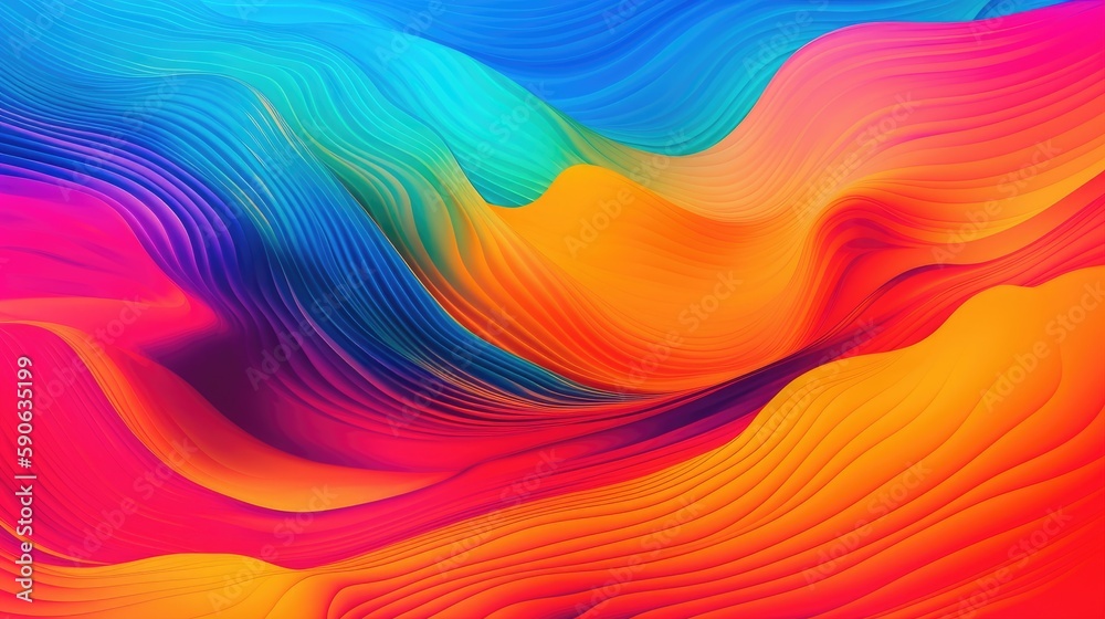 Obraz premium Modern background of rainbow gradients and curves with fluid, liquid motion with generative ai